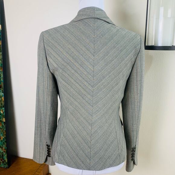 Classiques Entier Size 6 Blazer Jacket Gray Rust Pumpkin Stripe Career Office - Picture 13 of 16